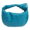 Blue Mini Jodie knotted intrecciato leather tote bag