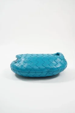 Blue Mini Jodie knotted intrecciato leather tote bag