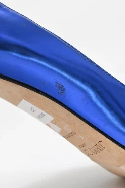 Blue mirrored leather Avril 100 pointed-toe pumps