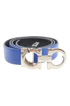Blue Reversible Gancini-buckle belt