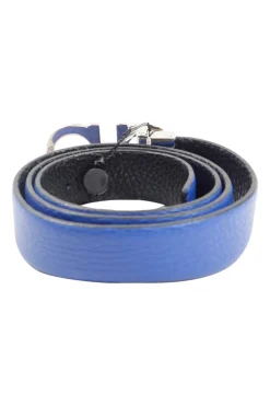 Blue Reversible Gancini-buckle belt