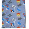 Blue semi-sheer silk-cashmere blend novelty flag print shawl scarf