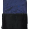 Blue silk and faux fur scarf with embroidered logo