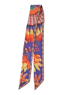 Blue silk 'Brazil' print Twilly scarf featuring original artwork by Laurence Bourthoumieux