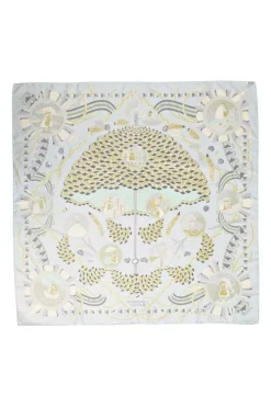 Blue silk 'L'Ombrelle Magique' print scarf featuring original artwork by Pierre Marie