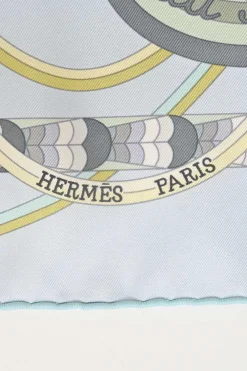 Blue silk 'L'Ombrelle Magique' print scarf featuring original artwork by Pierre Marie