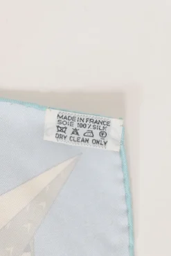 Blue silk 'L'Ombrelle Magique' print scarf featuring original artwork by Pierre Marie