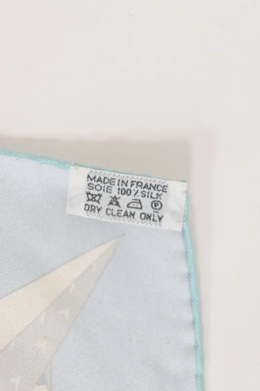 Blue silk 'L'Ombrelle Magique' print scarf featuring original artwork by Pierre Marie