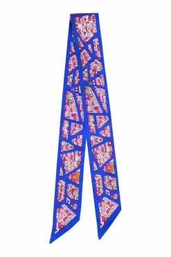Blue silk 'Rive Droite Rive Gauche' Twilly scarf