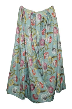 Blue silk-blend floral metallic jacquard midi A-line skirt