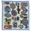 Blue silk novelty animal print plissé scarf