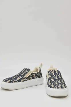 Blue Solar Oblique canvas and rubber slip-on sneakers