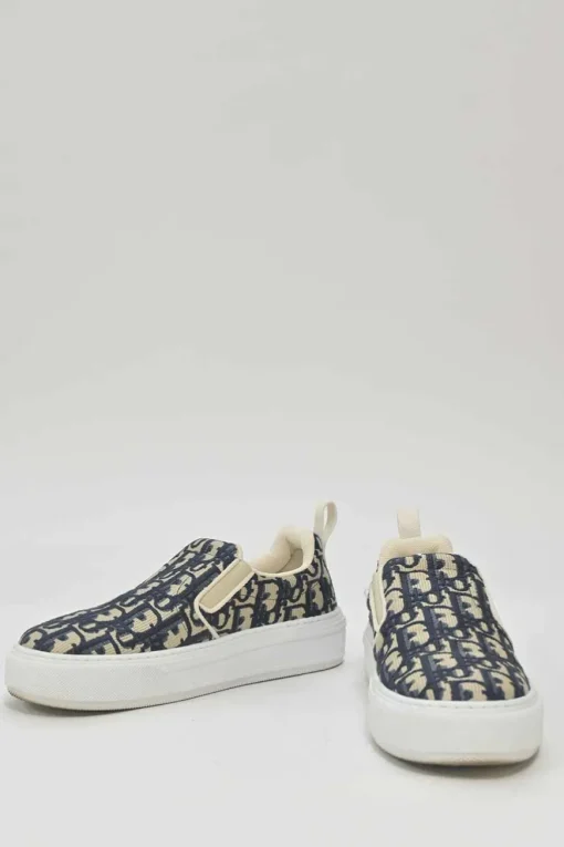Blue Solar Oblique canvas and rubber slip-on sneakers