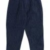 Blue stripe linen tapered pants