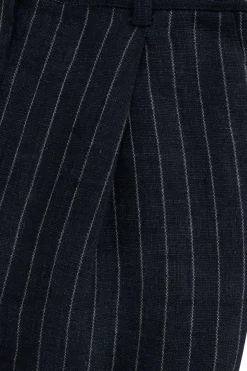 Blue stripe linen tapered pants