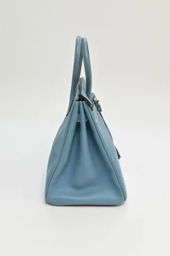 Blue Togo leather Birkin 35 Blue Jean with palladium-plated hardware
