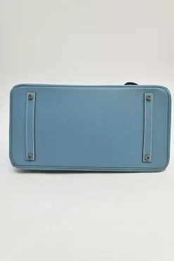 Blue Togo leather Birkin 35 Blue Jean with palladium-plated hardware