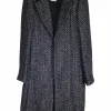 Blue wool-blend fantasy tweed single breasted notch lapel coat