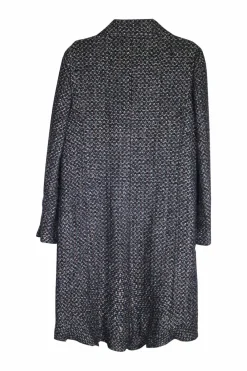 Blue wool-blend fantasy tweed single breasted notch lapel coat