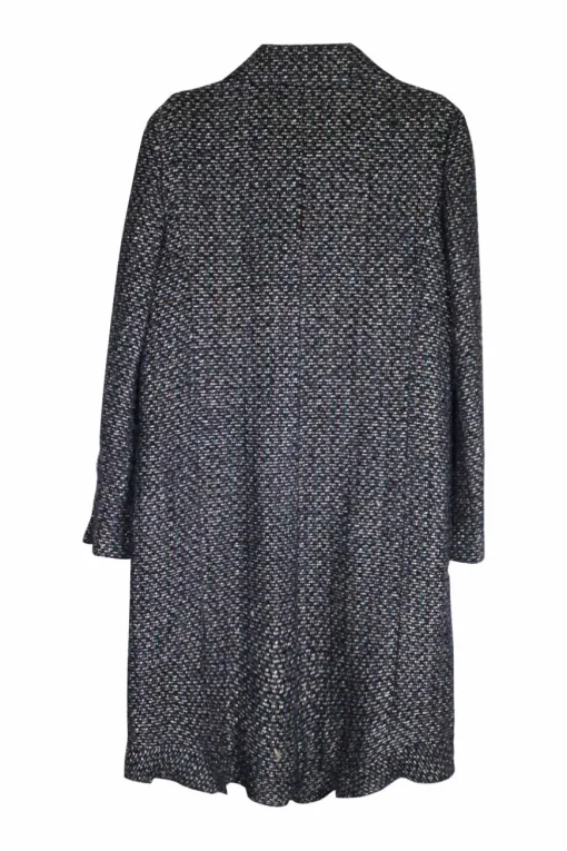 Blue wool-blend fantasy tweed single breasted notch lapel coat