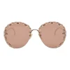 Blush braided metal and tinted polycarbonate oversized round Idora sunglasses