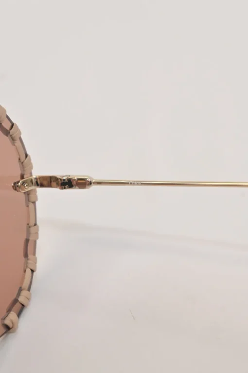 Blush braided metal and tinted polycarbonate oversized round Idora sunglasses