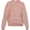 Blush cotton fleece pullover cropped hoodie