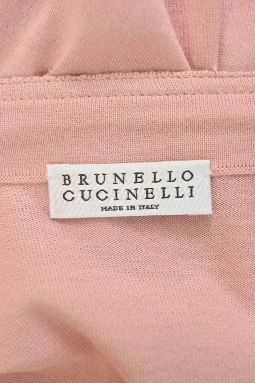 Blush cotton interlock jersey V-neck pullover sweater with strass-embellished neckline