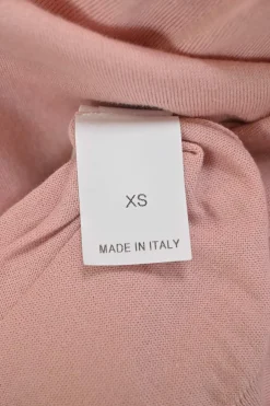 Blush cotton interlock jersey V-neck pullover sweater with strass-embellished neckline