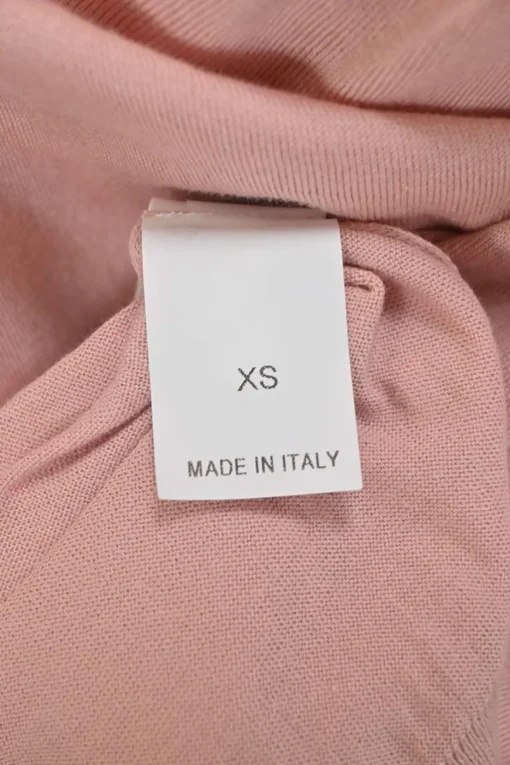 Blush cotton interlock jersey V-neck pullover sweater with strass-embellished neckline