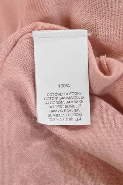 Blush cotton interlock jersey V-neck pullover sweater with strass-embellished neckline