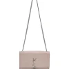 Blush croc-embossed leather Kate tassel chain bag with silver-tone metallic hardware