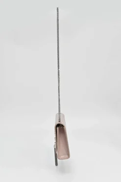 Blush croc-embossed leather Kate tassel chain bag with silver-tone metallic hardware