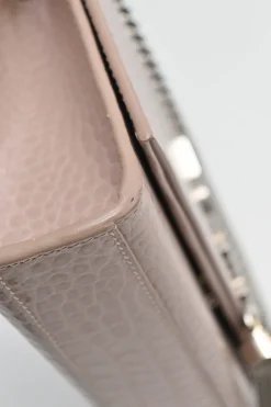 Blush croc-embossed leather Kate tassel chain bag with silver-tone metallic hardware