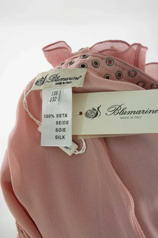 Blush draped crinkle silk handkerchief tie-waist mini skirt with grommet-embellished satin waistband