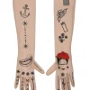Blush embroidered polyester-blend tulle mesh Frida Kahlo opera gloves