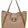 Blush grained leather Sedgewick zip-trim tote bag