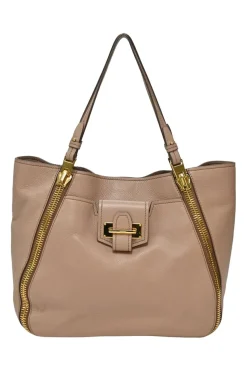 Blush grained leather Sedgewick zip-trim tote bag