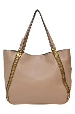 Blush grained leather Sedgewick zip-trim tote bag