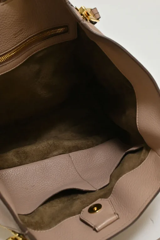 Blush grained leather Sedgewick zip-trim tote bag