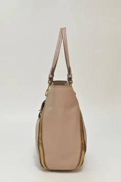 Blush grained leather Sedgewick zip-trim tote bag