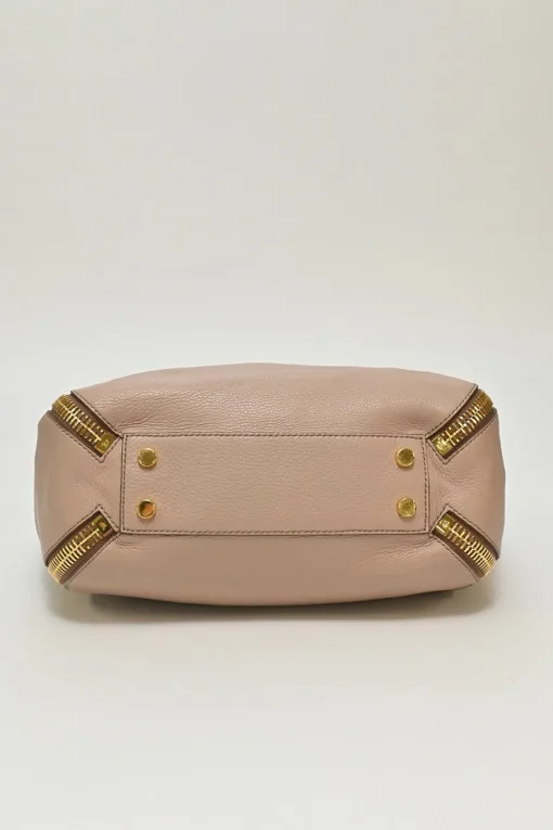 Blush grained leather Sedgewick zip-trim tote bag