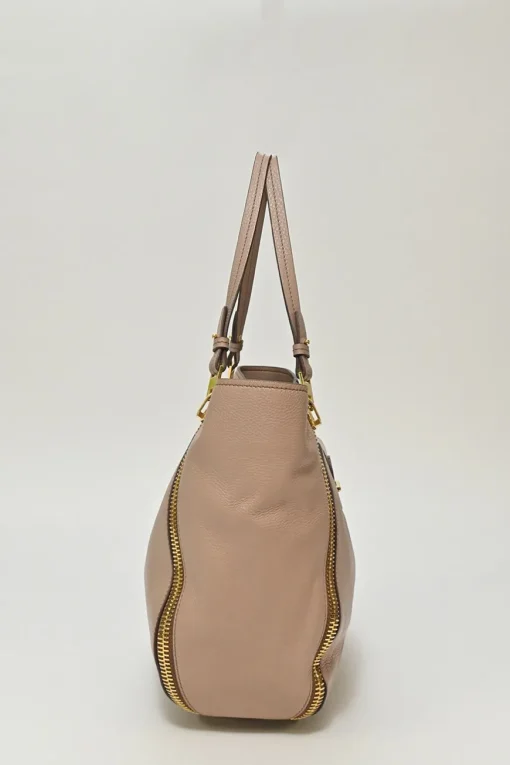 Blush grained leather Sedgewick zip-trim tote bag