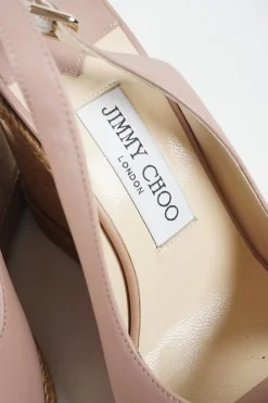 Blush leather and cork slingback  criss cross wedge Amely sandals with adjustable buckle ankle strap