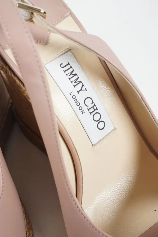 Blush leather and cork slingback  criss cross wedge Amely sandals with adjustable buckle ankle strap