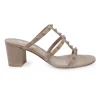 Blush leather Rockstud mule sandals
