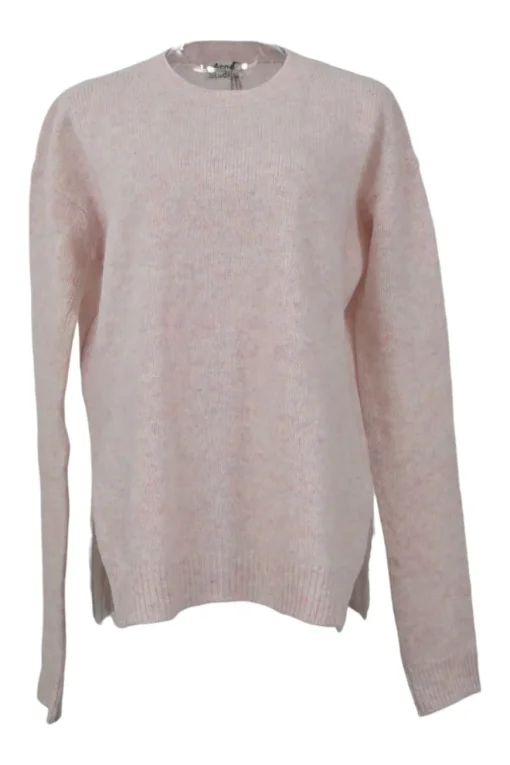 Blush marled wool Deniz crewneck pullover sweater