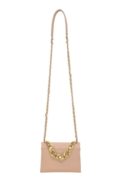Blush matelassé calfskin mini pearl chain flap bag