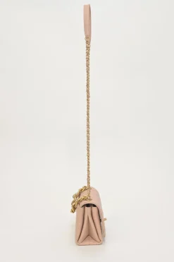Blush matelassé calfskin mini pearl chain flap bag