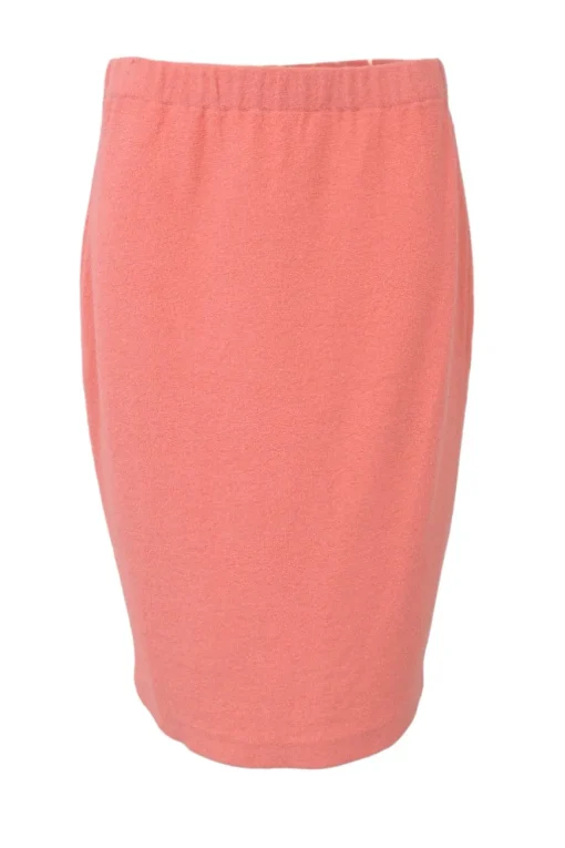 Blush metallic bouclé knit single breasted portrait collar crop tailored jacket and pencil skirt suit set